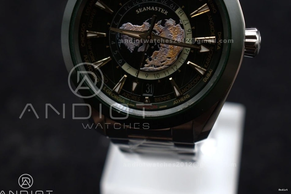 Worldtimer Best Green on A8938 Aqua 1:1 Bracelet Terra 43mm GMT SS Clone Super VSF Edition Ceramic 1123
